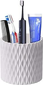 Myskuasin Toothbrush Holders for Bathrooms, Tooth Brush Holder Rotatable Tooth Brushing Organizer 4.6 inch with 5 Slots